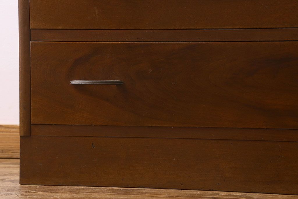 レトロ家具　昭和レトロ　カバ材製のシンプルなヴィンテージチェスト(引き出し、衣装箪笥、ビンテージ)