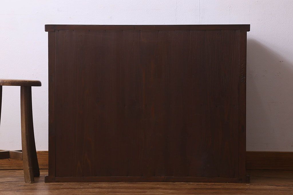 レトロ家具　和製アンティーク　モールガラスのレトロな収納棚(戸棚、食器棚)