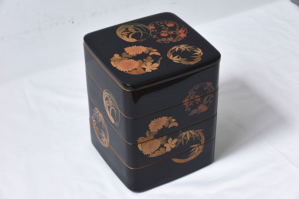 輪島塗 花丸蒔絵 木製四段重箱(お重)(定価約70万) | ラフジュ工房