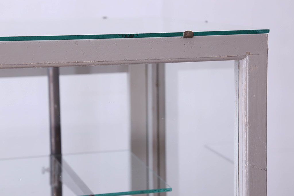 ペイント家具　落ち着きのあるナチュラルな雰囲気が魅力的なショーケース(ガラスケース、陳列棚、飾り棚)