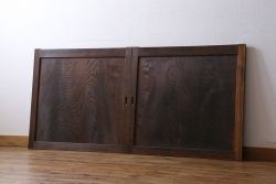 古民具・骨董　杢目が美しい　杉材一枚板の板戸2枚(窓)(3)