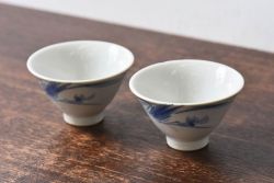 幕末〜明治期　伊万里　青磁　染付　約19cm　6.1寸　花びらのような縁のデザインが上品な中皿3枚セット(輪花型、蝶、ちょう、紗綾形、花、植物、裏印、深皿、中皿、和食器、和皿、六寸一分)(R-079149)