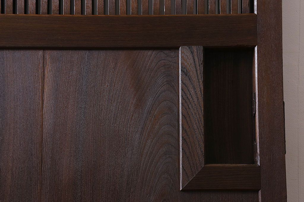 【Y様ご成約分】和製アンティーク　クリアガラス入り　明治大正期の格子蔵戸(引き戸、建具、玄関戸)