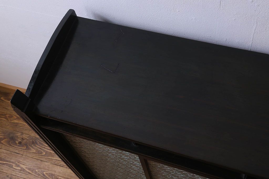 アンティーク家具　和製アンティーク　大正ロマン　プレスガラスがおしゃれなキャビネット(収納棚、戸棚)