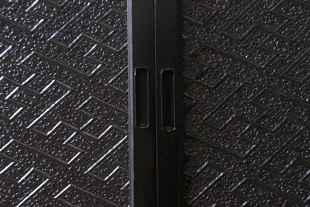 アンティーク家具　和製アンティーク　大正ロマン　プレスガラスがおしゃれなキャビネット(収納棚、戸棚)
