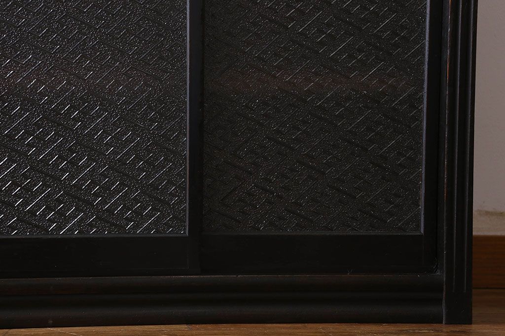 アンティーク家具　和製アンティーク　大正ロマン　プレスガラスがおしゃれなキャビネット(収納棚、戸棚)