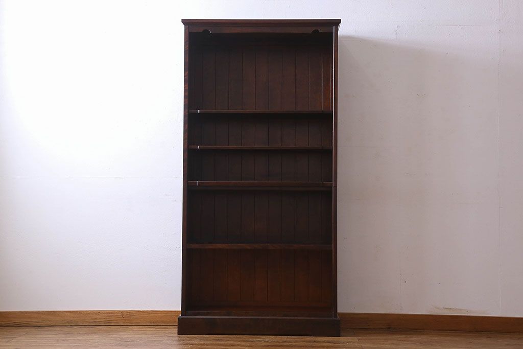 中古　北海道民芸家具　木の質感が魅力的なシックな本棚(陳列棚)(定価31万円)