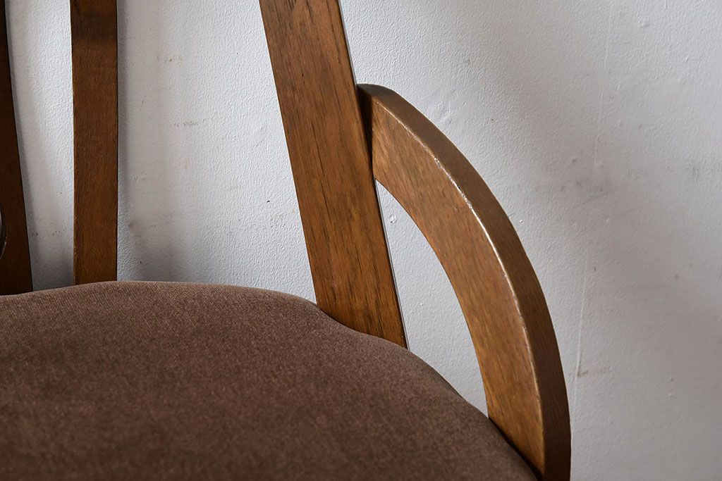 アンティーク家具　和製アンティーク　古いナラ材が使われたシックな回転イス(椅子、チェア、ワークチェア)