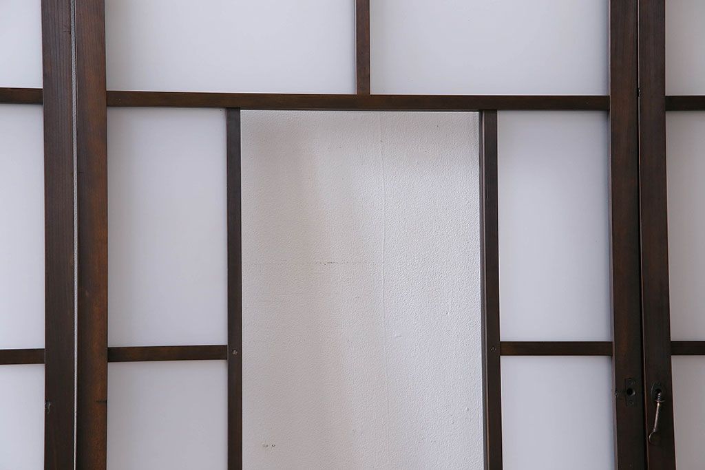 和製アンティーク　すりガラス使用　モダンなデザインのガラス戸(窓、引き戸)4枚組