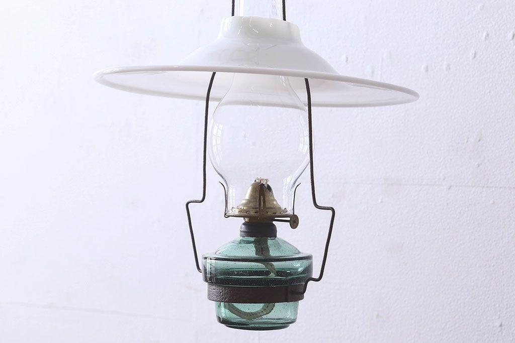 アンティーク雑貨　和製アンティーク　和モダンな吊りランプ(オイルランプ、灯油ランプ)