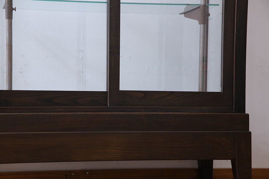アンティーク家具　大正ロマン　色ガラス入り　シックな雰囲気漂うタバコ屋の台付きガラスケース(ショーケース、飾り棚、陳列棚)