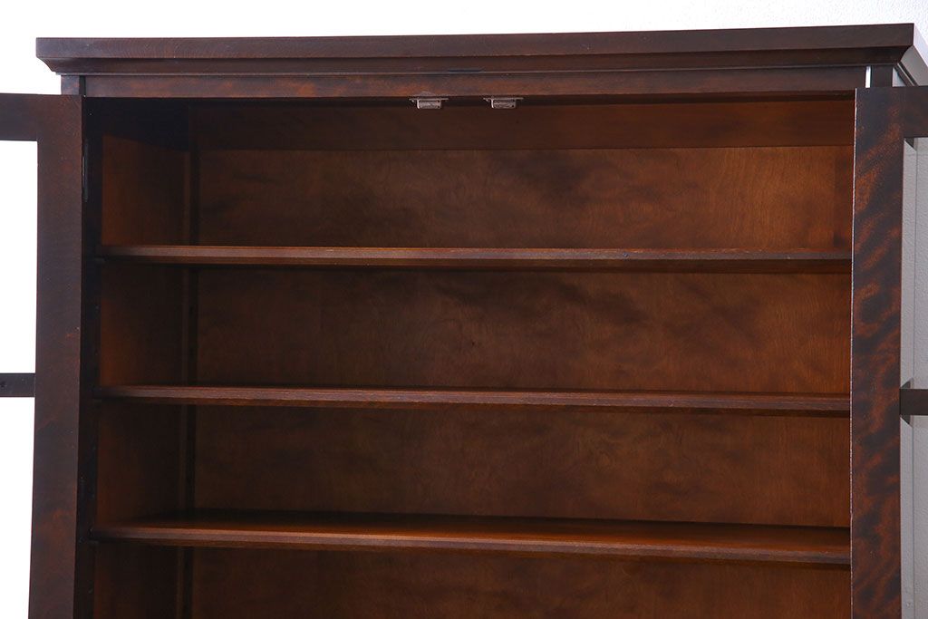 中古美品　北海道民芸家具　HM160K　上品なキャビネット(食器棚、本箱、書棚、収納棚)(定価約45万)