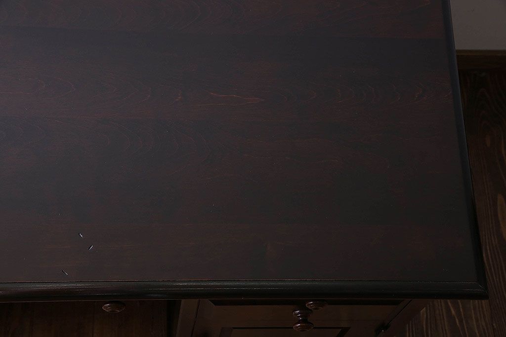 中古　北海道民芸家具　421 樺材　重厚なデスク(片袖机、在宅ワーク、在宅用学習机)