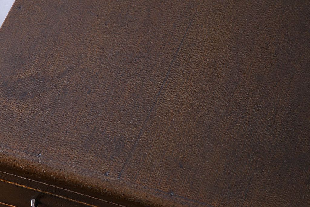 レトロ家具　昭和レトロ　チェッカーガラス入りのレトロなチェスト(タンス、衣装箪笥、引き出し、キャビネット)