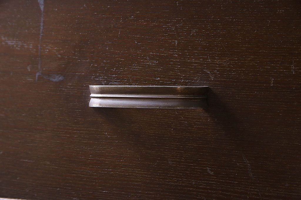 レトロ家具　昭和レトロ　チェッカーガラス入りのレトロなチェスト(タンス、衣装箪笥、引き出し、キャビネット)