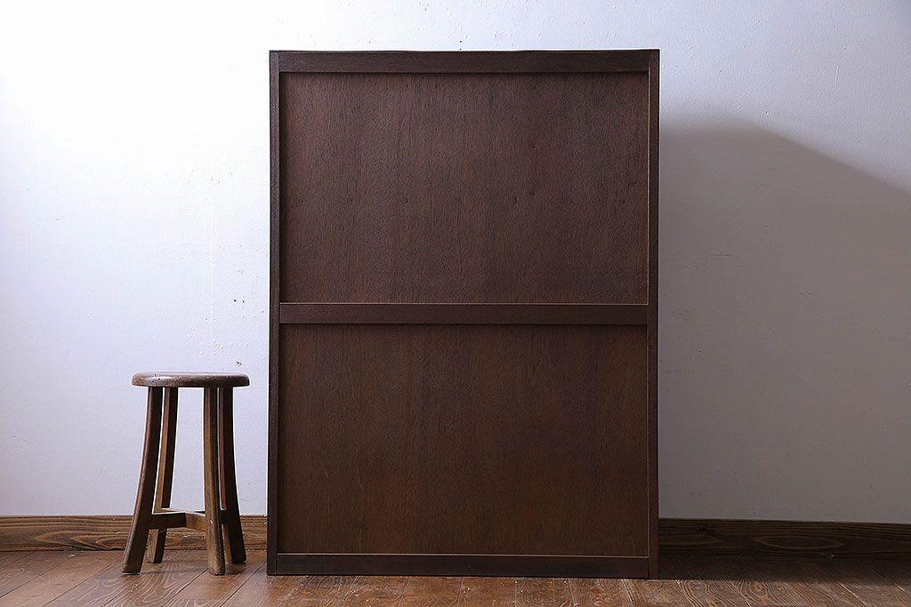 レトロ家具 昭和レトロ チェッカーガラス入りのレトロなチェスト
