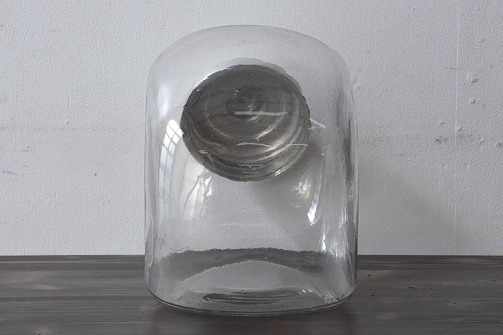 アンティーク雑貨　昭和レトロな古い蓋付きアンティーク猫瓶(ガラス瓶)(2)