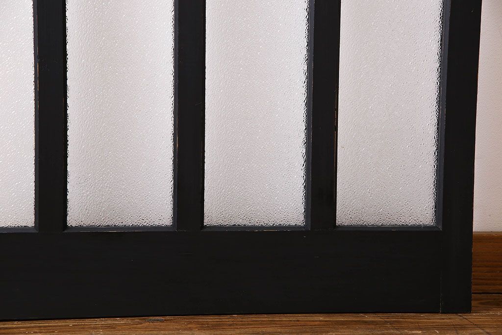 レトロガラス使用!ブラックカラーペイントが素敵なガラス戸(引き戸、建具)