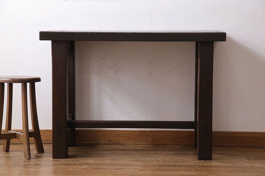 アンティーク雑貨　和製アンティーク　しっかりとした造りのシックなテーブル(作業台、サイドテーブル、花台)