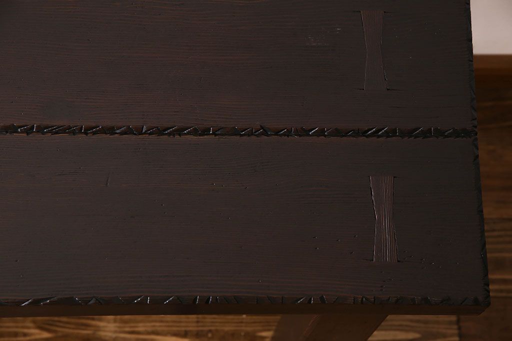 アンティーク雑貨　和製アンティーク　しっかりとした造りのシックなテーブル(作業台、サイドテーブル、花台)