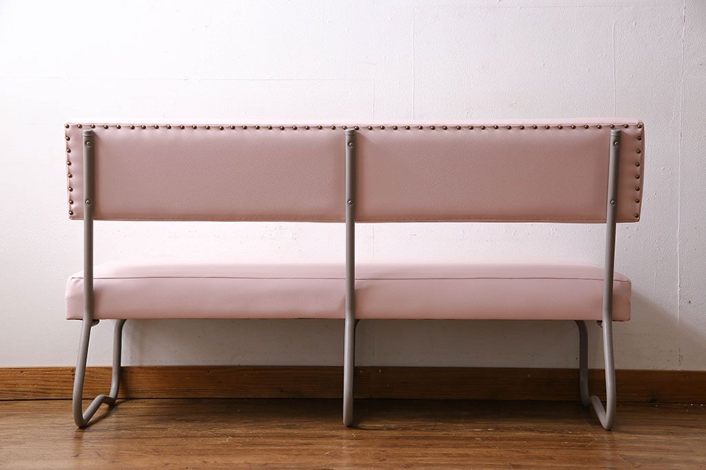 レトロ家具　昭和レトロ　落ち着いた色合いのシンプルなベンチ(長椅子)(1)