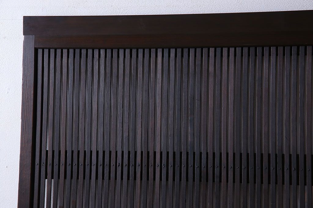 和製アンティーク　裏ガラス入り　細かな桟が美しい万本格子戸(引き戸、建具)2枚組(2)