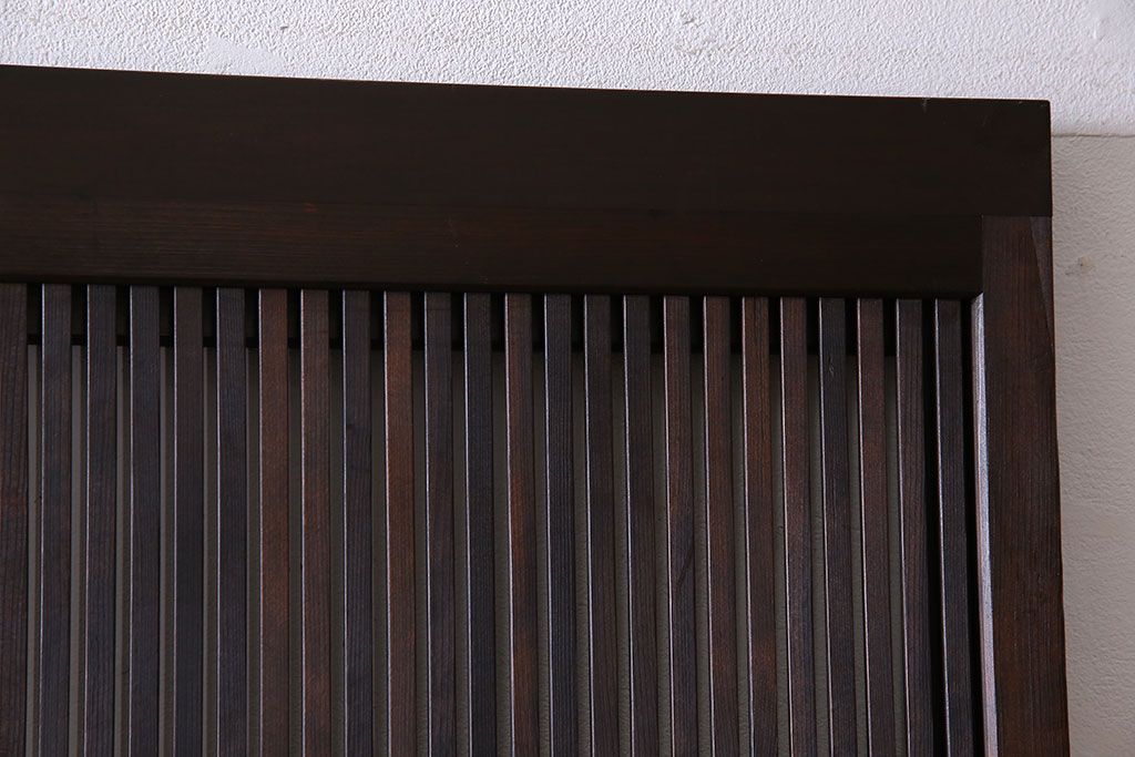 和製アンティーク　裏ガラス入り　細かな桟が美しい万本格子戸(引き戸、建具)2枚組(2)
