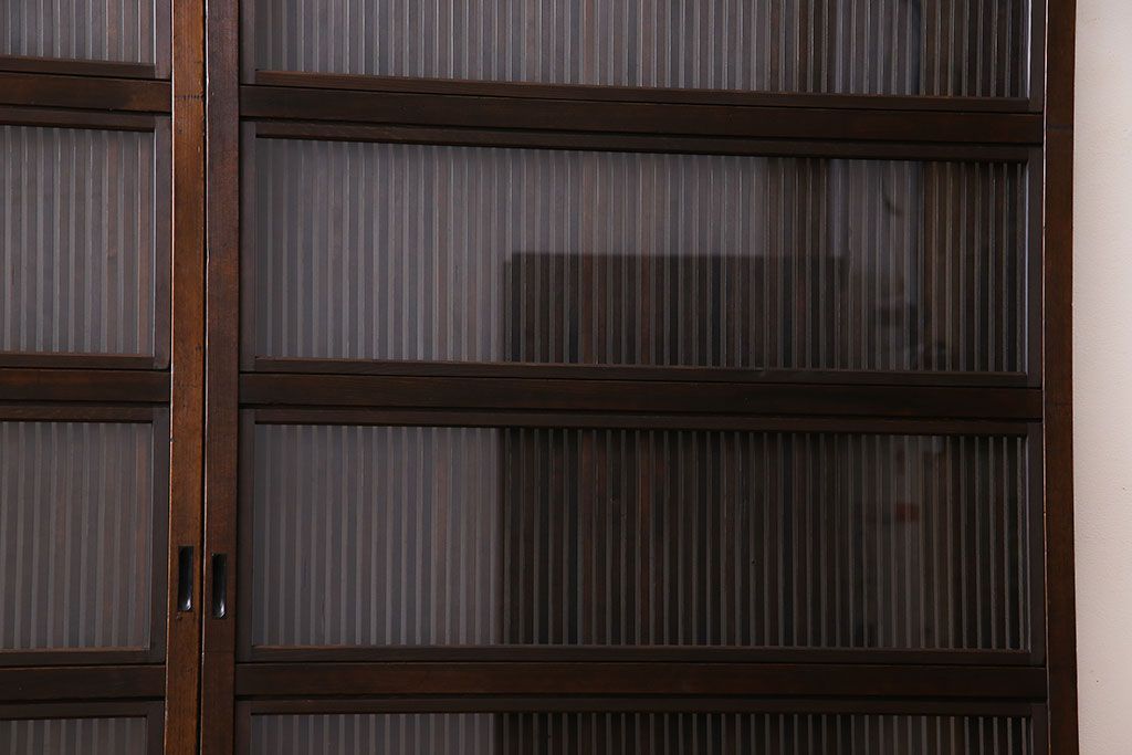 和製アンティーク　裏ガラス入り　細かな桟が美しい万本格子戸(引き戸、建具)2枚組(2)