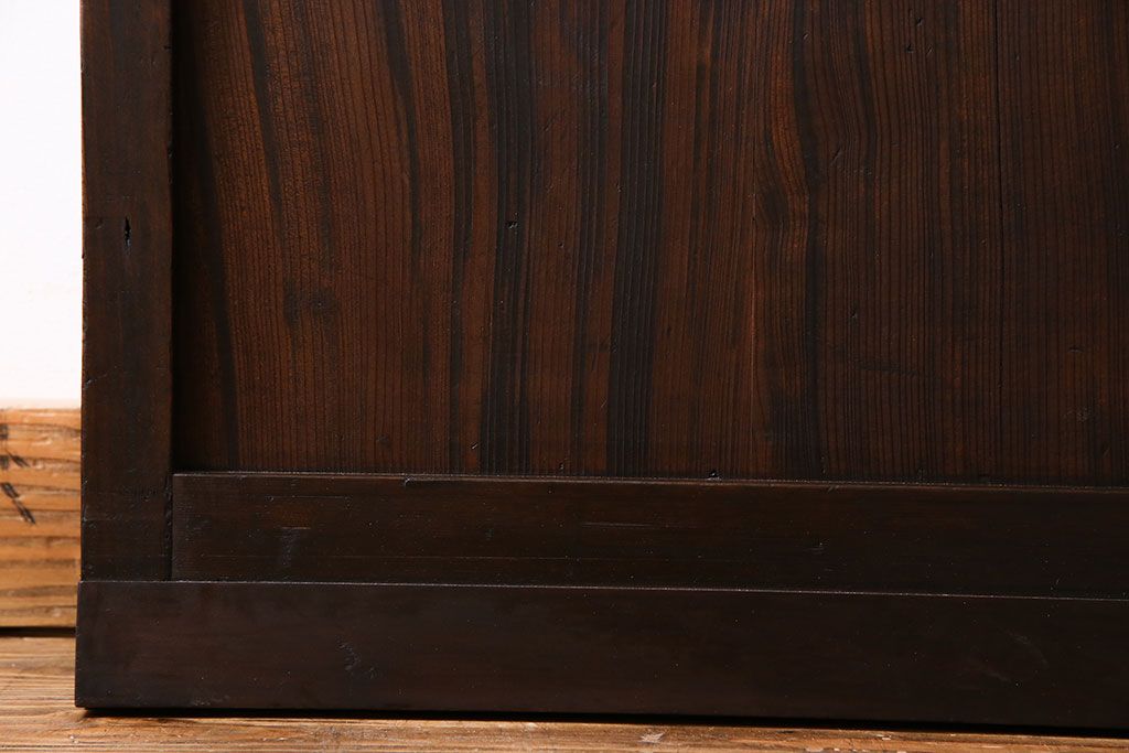 和製アンティーク　裏ガラス入り　細かな桟が美しい万本格子戸(引き戸、建具)2枚組(2)