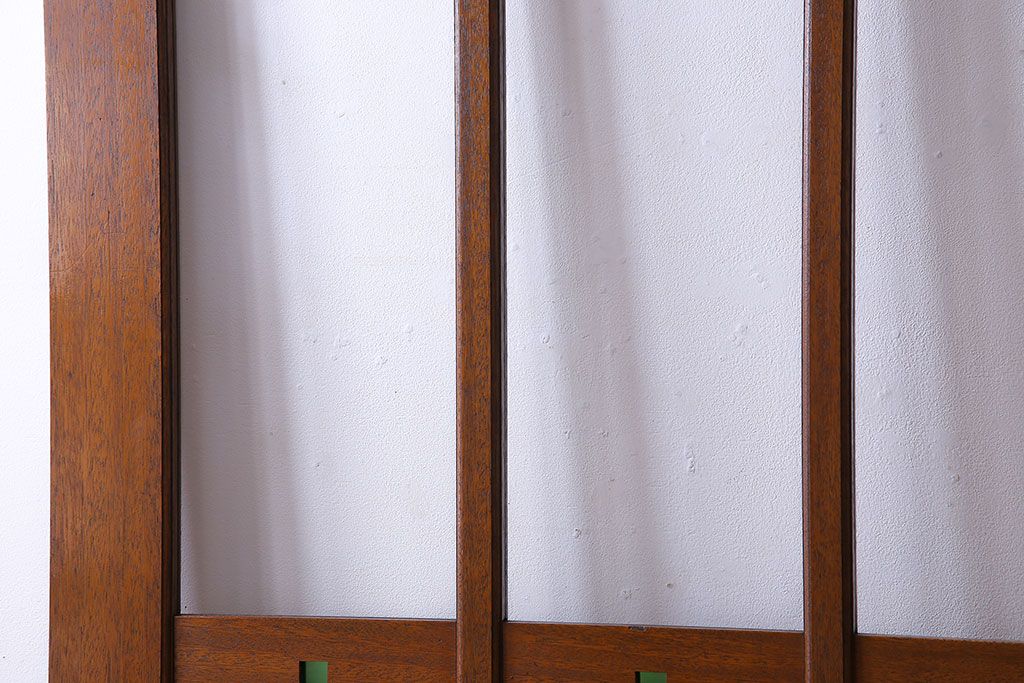 昭和レトロ　色ガラス入り!古い教会の特大ガラス引き戸(ガラス戸、建具)2枚セット(2)