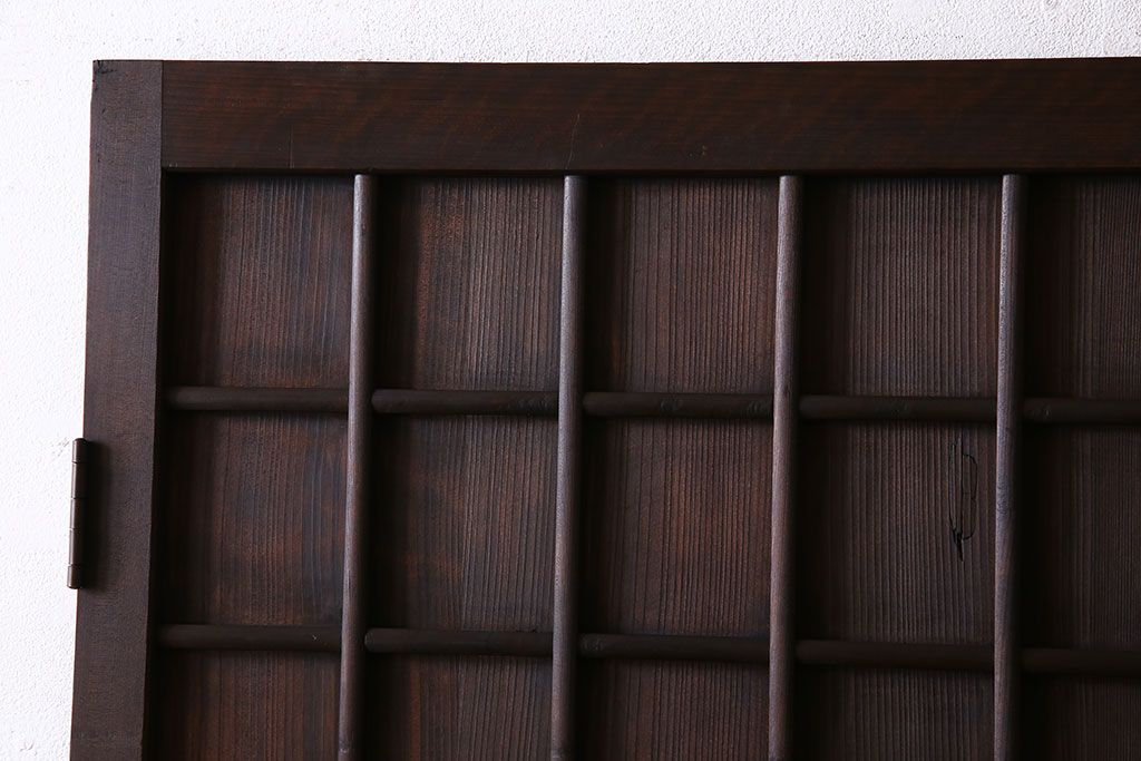 和製アンティーク　マス目格子　柾目が上品で美しいドア(きつね格子、狐格子、木製扉、建具)