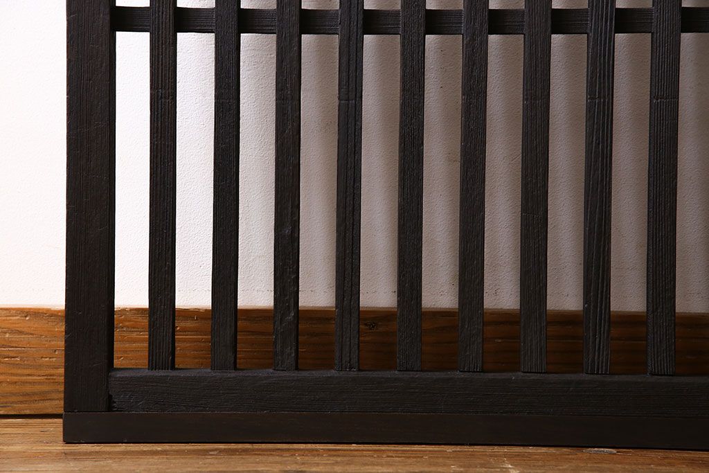 和製アンティーク　背の低い和モダンな格子戸(窓、明り取り、明かり取り、衝立て)2枚組