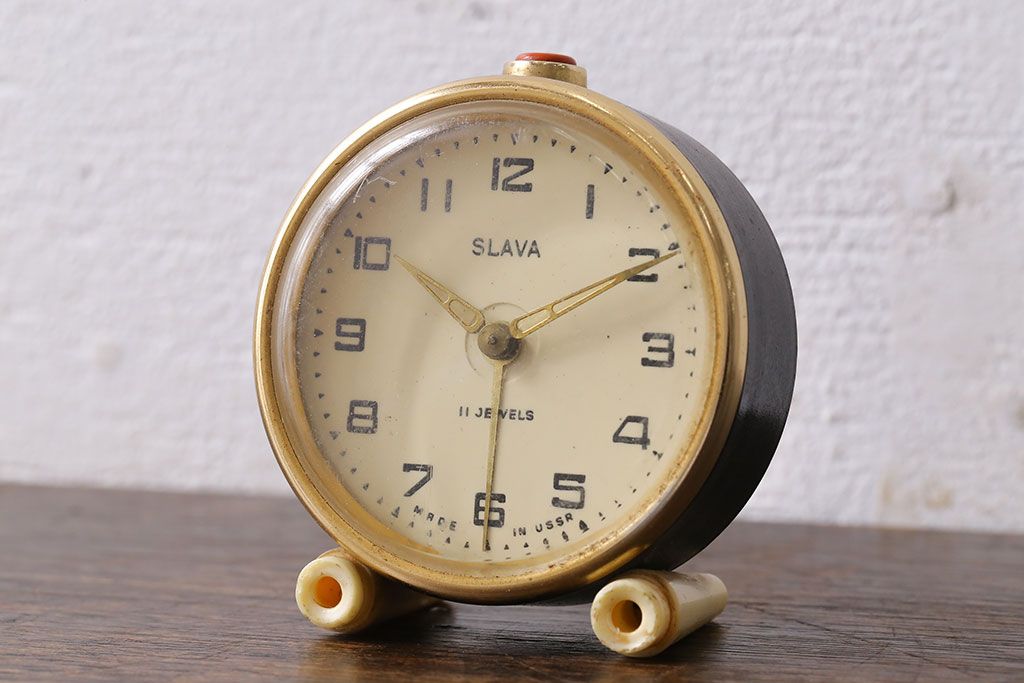 アンティーク雑貨 ソビエト製(ロシア)(USSR) SLAVA シックなビンテージ置時計(目覚まし時計、枕時計) | ラフジュ工房
