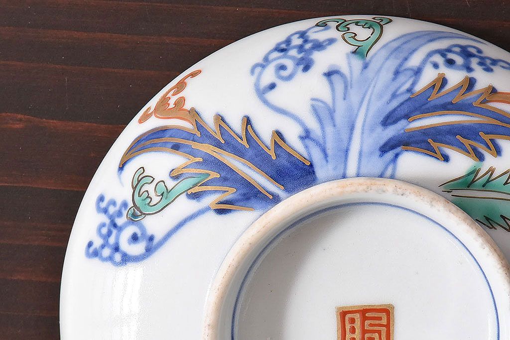 アンティーク雑貨　和製アンティーク　色絵　蓋付き茶碗2客セット(3)