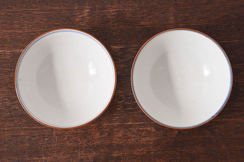 アンティーク雑貨　和食器　色絵　アンティーク蓋付き茶碗2客セット(1)