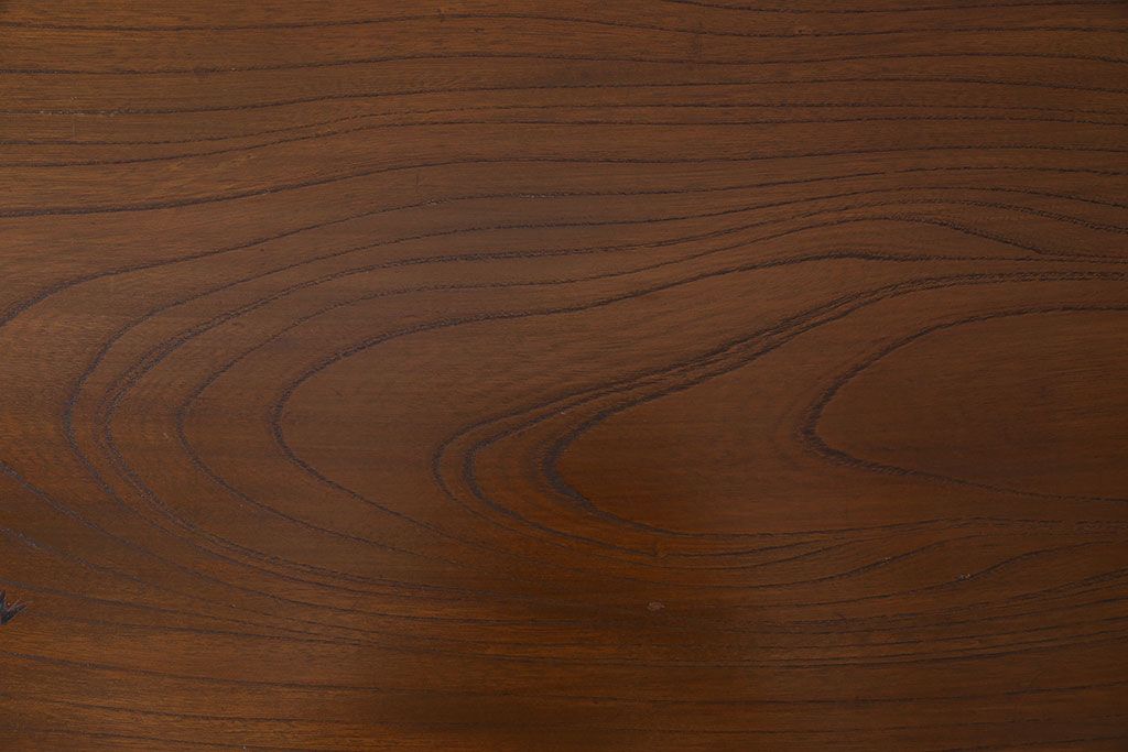 アンティーク家具　和製アンティーク　天板一枚板　ケヤキ材の木目が魅力的な鉄脚ローテーブル(サイドテーブル、カフェテーブル)