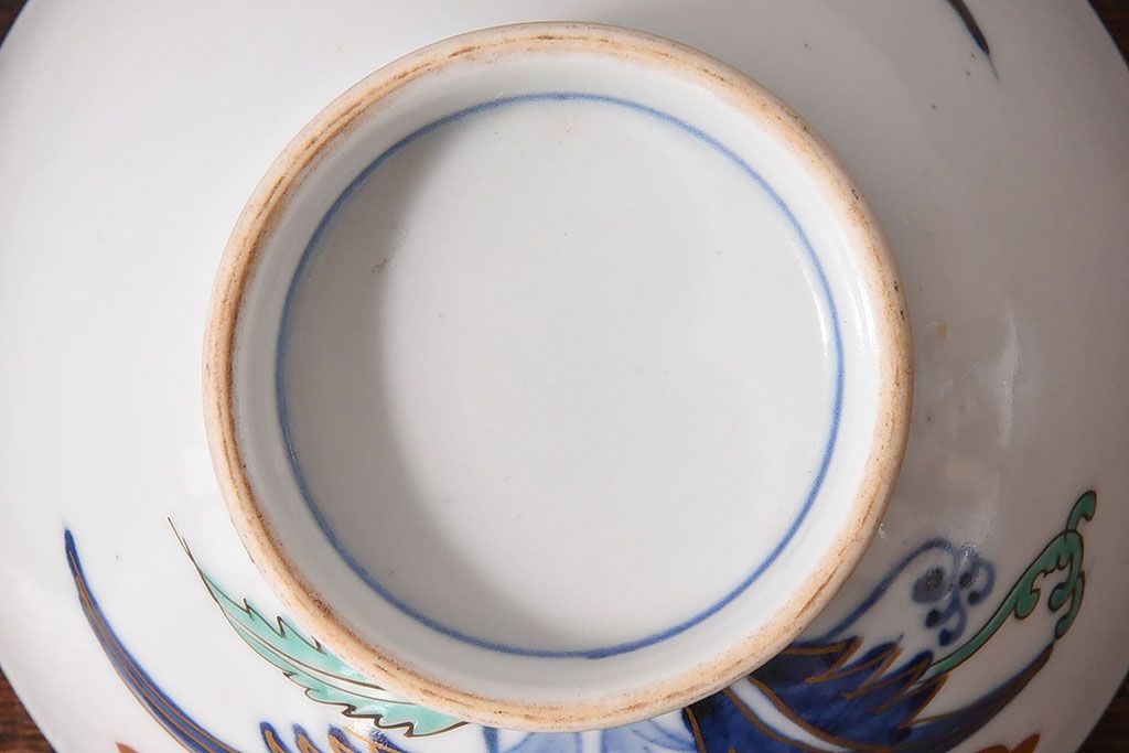 アンティーク雑貨　和製アンティーク　色絵　蓋付き茶碗2客セット(1)
