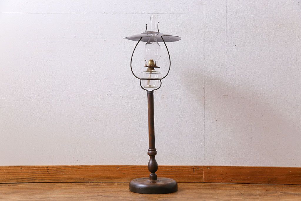 アンティーク雑貨　和製アンティーク　レトロな雰囲気漂うシンプルなオイルランプ(照明)