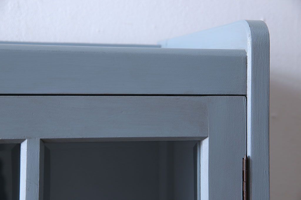 ヴィンテージ家具　爽やかなアンティークペイントが素敵なビンテージブックケース(本箱、本棚)
