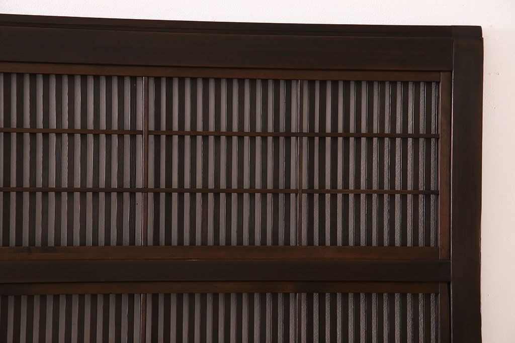 和製アンティーク　細かな桟が美しい裏障子付き格子戸(引き戸、建具)4枚セット