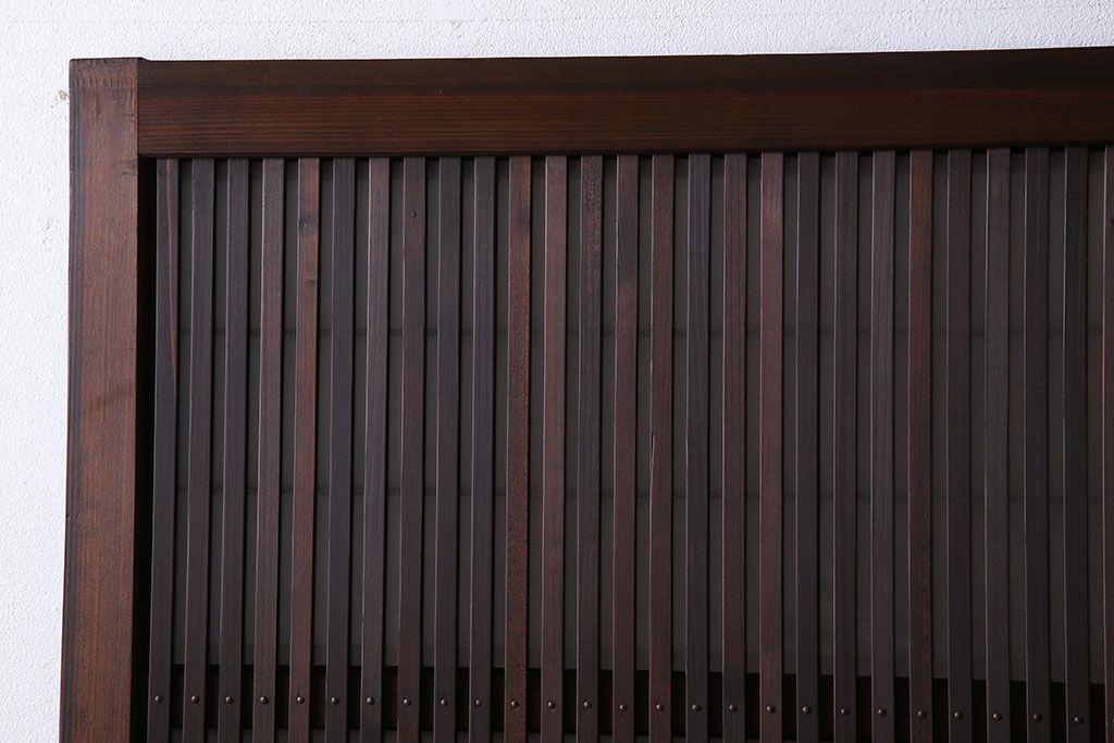和製アンティーク　レトロな雰囲気漂う幅の狭い帯格子戸(引き戸、障子戸、建具)4枚セット