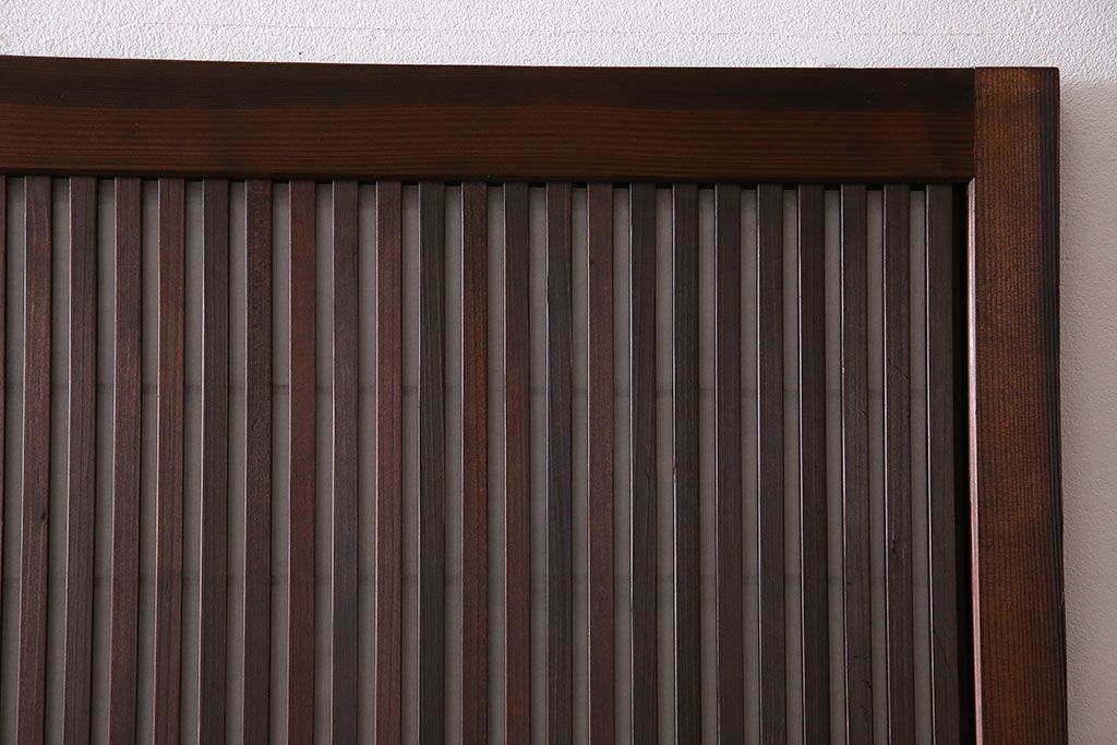 和製アンティーク　レトロな雰囲気漂う幅の狭い帯格子戸(引き戸、障子戸、建具)4枚セット