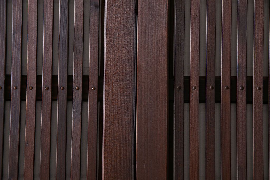 和製アンティーク　レトロな雰囲気漂う幅の狭い帯格子戸(引き戸、障子戸、建具)4枚セット