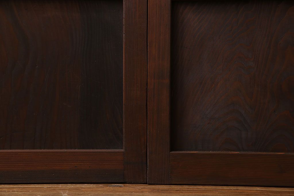 和製アンティーク　レトロな雰囲気漂う幅の狭い帯格子戸(引き戸、障子戸、建具)4枚セット