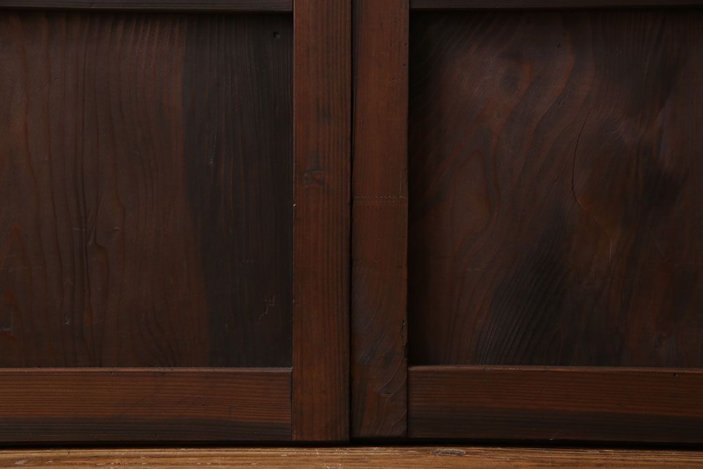 和製アンティーク　レトロな雰囲気漂う幅の狭い帯格子戸(引き戸、障子戸、建具)4枚セット