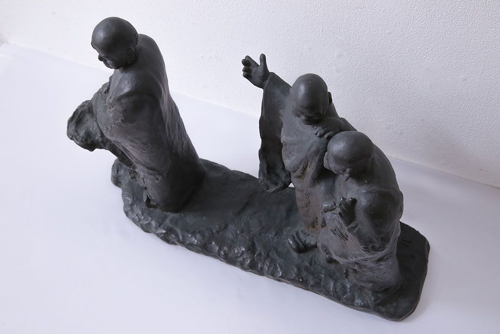 芳山作 ブロンズ像 【詳細不明】【中古・個人保管品】(銅製