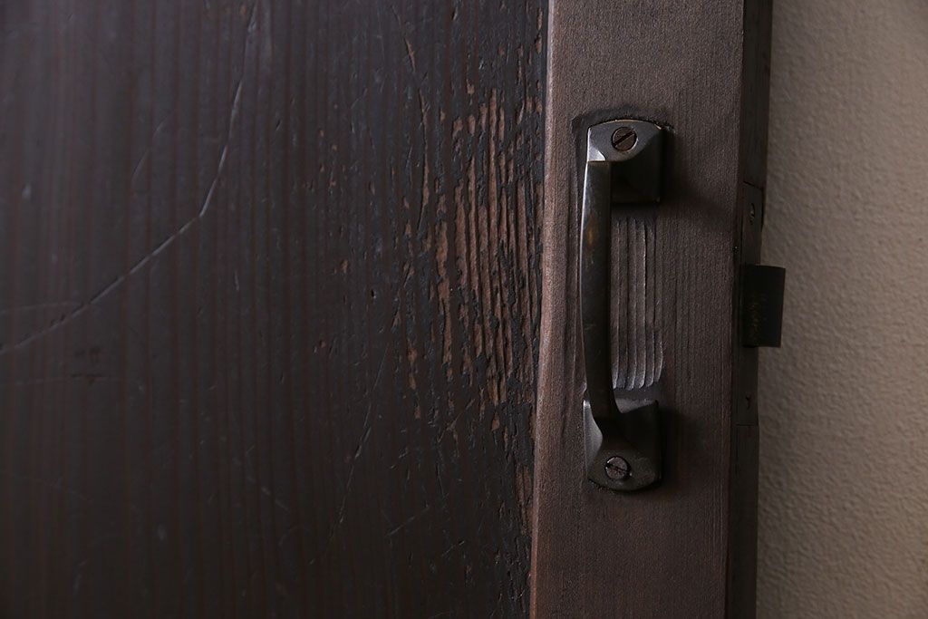 杉材一枚板!明治大正期の古いアンティーク木製ドア(扉)