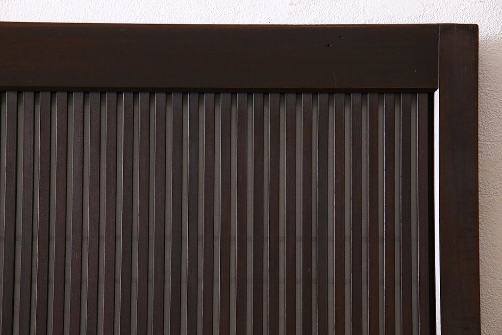 和製アンティーク　細かな格子が美しい万本格子戸(引き戸、建具、ガラス帯戸、障子戸)2枚セット(R-026944)