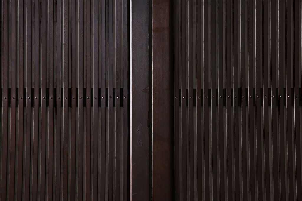 和製アンティーク　細かな格子が美しい万本格子戸(引き戸、建具、ガラス帯戸、障子戸)2枚セット(R-026944)
