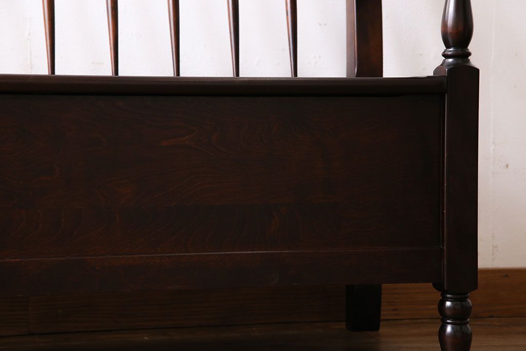中古　北海道民芸家具　絶版品　上品なデザインの収納付きベンチ(イス、収納箱)